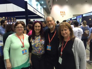 Supanova Perth 2015; from left, Karen Miller, me, Kevin J. Anderson and Rebecca Moesta